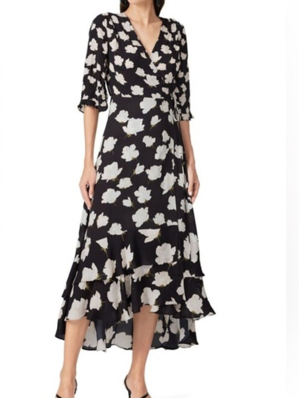 AllSaints Delana Caro dress floral-printed crepe wrap maxi dress Size Small